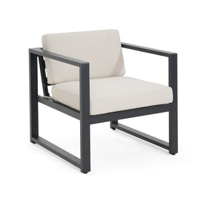 English Elm Christopher Knight Home® - NAVAN Outdoor Patio Club Chair Set of 2 – Lightweight Aluminum Frames with Removable Fade‑Resistant Cushions Beige+Black N775P243391B