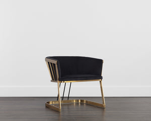 Sunpan Caily Lounge Chair - Modern Elegance with Brushed Gold Frame and Stylish Black Steel Legs Abbington Black