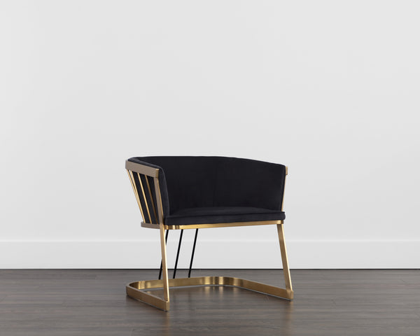 Sunpan Caily Lounge Chair - Modern Elegance with Brushed Gold Frame and Stylish Black Steel Legs Abbington Black