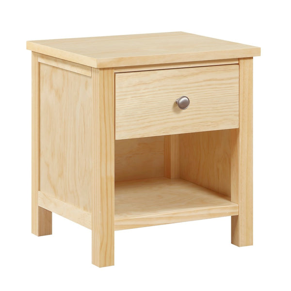 English Elm 1-drawer Nightstand Open Cubby Natural Pine Wood Bedside Table for Farmhouse Bedroom B011P473067