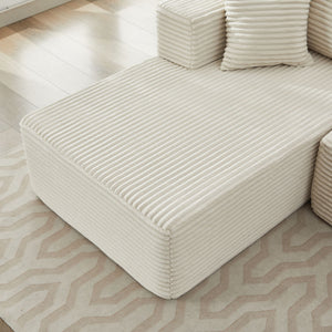 English Elm 106" Cloud Sectional Couch - Modern L-Shape Modular Sofa With Plush Corduroy, No Assembly Needed! W1143S00026