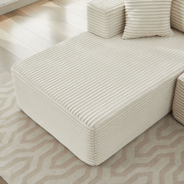 English Elm 106" Cloud Sectional Couch - Modern L-Shape Modular Sofa With Plush Corduroy, No Assembly Needed! W1143S00026