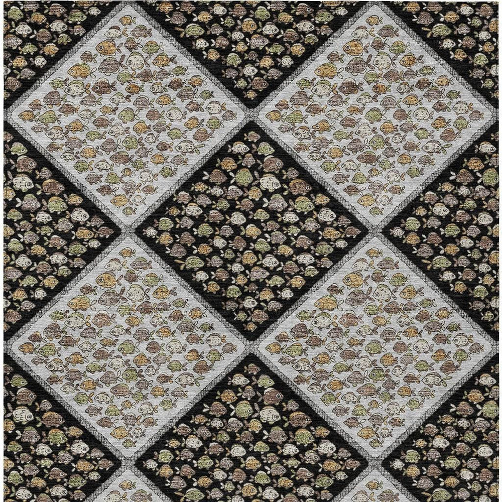HomeRoots 10 X 14 Abstract Polyester Washable Indoor Outdoor Rug for Patio and Living Rooms 731915