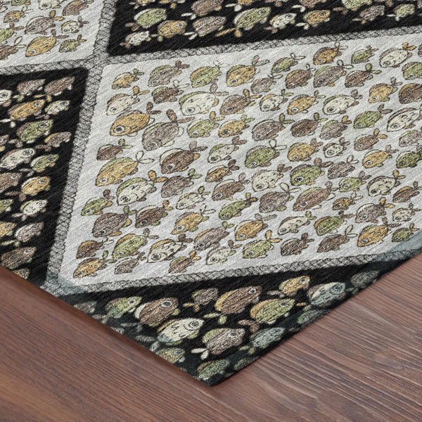 10 X 14 Abstract Polyester Washable Indoor Outdoor Rug for Patio and Living Rooms