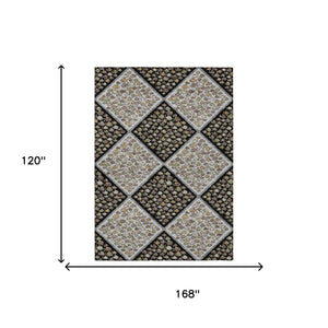 10 X 14 Abstract Polyester Washable Indoor Outdoor Rug for Patio and Living Rooms
