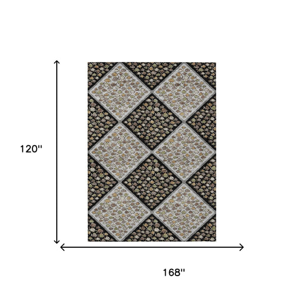 10 X 14 Abstract Polyester Washable Indoor Outdoor Rug for Patio and Living Rooms
