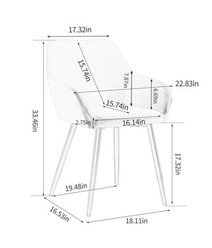 English Elm Leisure Velvet Accent Arm Chairs Set Of 2 - Modern Ergonomic Design With Sturdy Black Metal Legs W370P203682