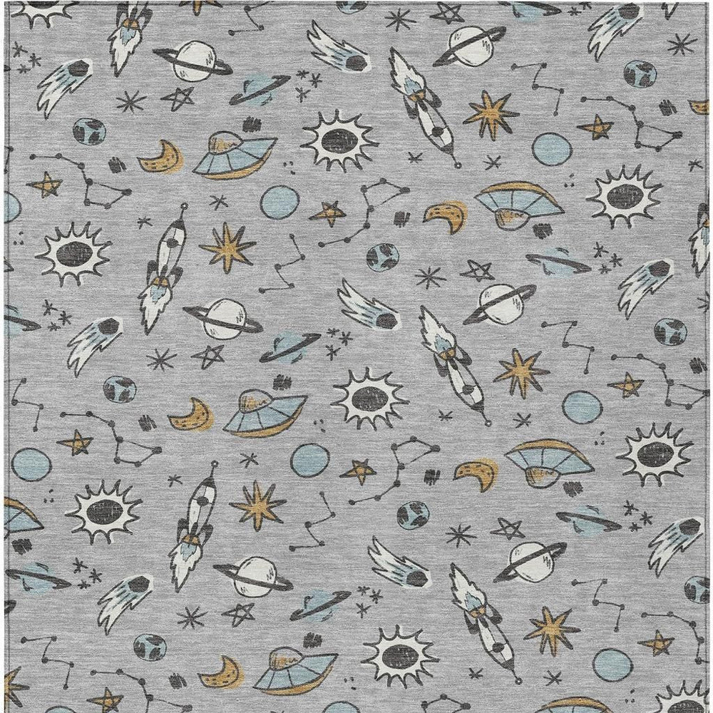 HomeRoots Silver Gray Animal Print Washable Polyester Area Rug for Indoor Outdoor Patio Use 10' x 14' 731963