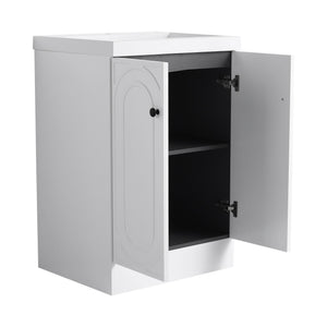 English Elm 24" Freestanding Bathroom Vanity with Resin Integrated Sink, Soft-Close Doors, Adjustable Shelf, Durable Plywood Finish White W999S00269