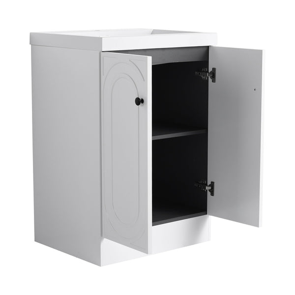 English Elm 24" Freestanding Bathroom Vanity with Resin Integrated Sink, Soft-Close Doors, Adjustable Shelf, Durable Plywood Finish White W999S00269