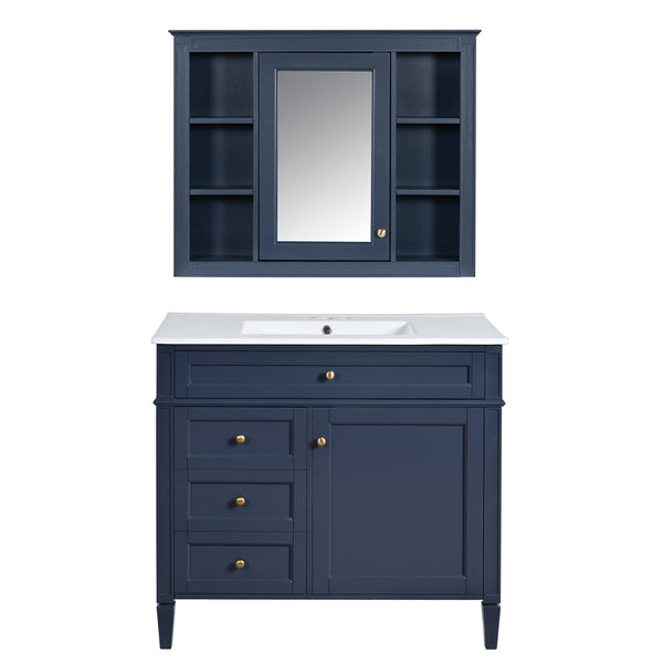 English Elm 36'' Modern Bathroom Vanity With Medicine Cabinet, Soft-Close Doors & Ample Storage For Essentials SW000134AAC-1