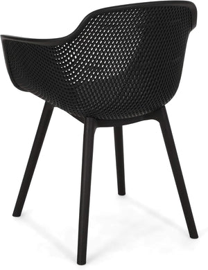 English Elm Christopher Knight Home® - LOTUS Outdoor Dining Chairs Set of 4 – Weather-Resistant Polypropylene with Diamond Pattern Comfort and Durability Black 26.75 L x 26.5 W x 24 H N776P243064B