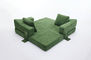 English Elm Modern Modular Chenille Sofa Bed Fold-Out Convertible Floor Couch with Removable Backrest & Pockets in Green W1829P192398