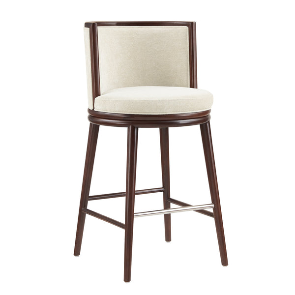 English Elm Evalyn Cream Chenille Barstool With Beech Wood Legs - Stylish, Durable Seating For Modern Spaces B365P398051