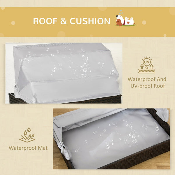 English Elm Pawhut Stylish Elevated Rattan Dog Bed With Canopy, Cozy Indoor/Outdoor Sofa For Small Pets W2225P173750-GIGA