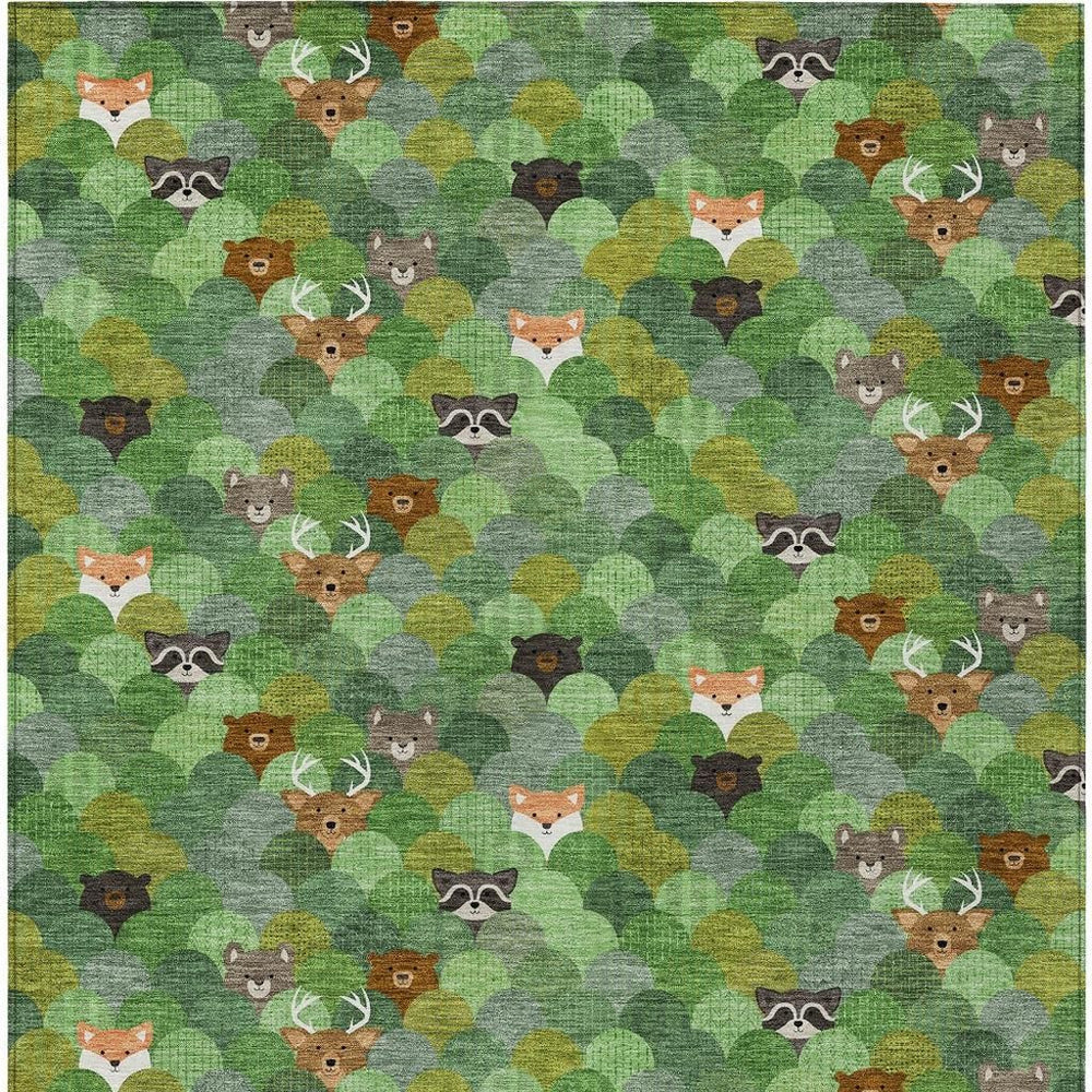HomeRoots Washable Cactus Polyester Area Rug with Felt Backing for Indoor Outdoor Patios and Living Rooms 9' x 12' 732022