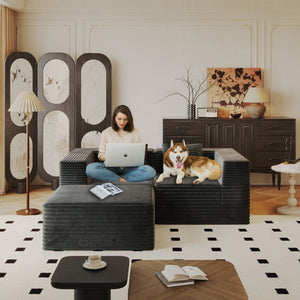 English Elm Modular Sectional Couch - Versatile Deep Seat Sofa With Memory Foam & No Assembly, Grey For Living Spaces W3434S00023