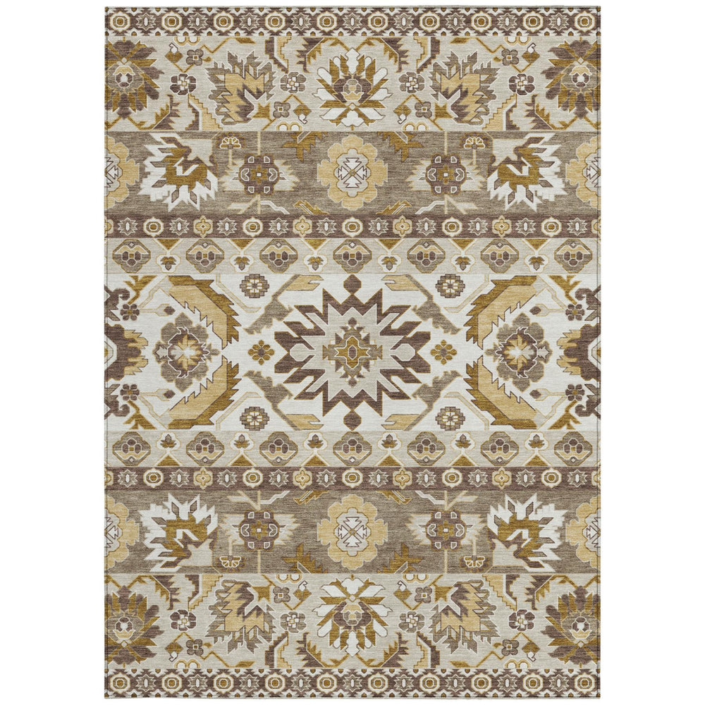 HomeRoots Washable Cactus Motif Polyester Area Rug for Indoor Outdoor Patios Kitchens and Living Rooms 5' x 8' 732036