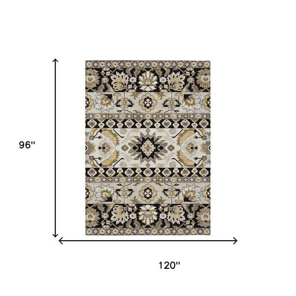 Washable Polyester Cactus Motif Indoor Outdoor Area Rug for Patios Porches and Entryways