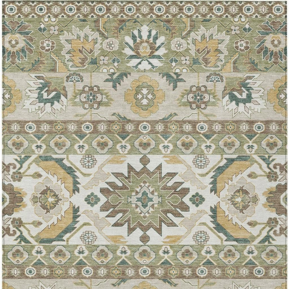 HomeRoots 9x12 Cactus Motif Polyester Area Rug Washable Fade Resistant Indoor Outdoor Patio 732051
