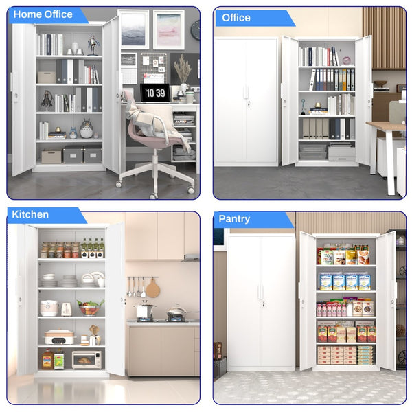 English Elm 70-inch Steel Locking Storage Cabinet with Adjustable Shelves for Office Filing T3625P400652