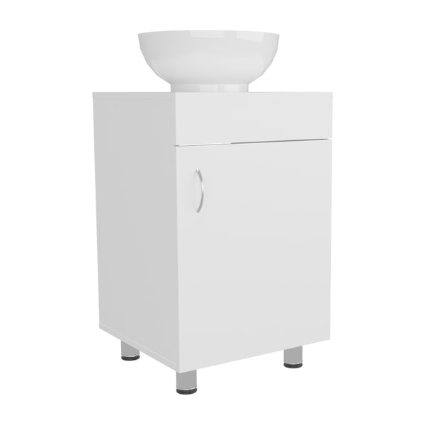 English Elm Tacna 18" Vanity Cabinet with Porcelain Vessel Sink – Compact Freestanding White Bathroom Storage B070P337121