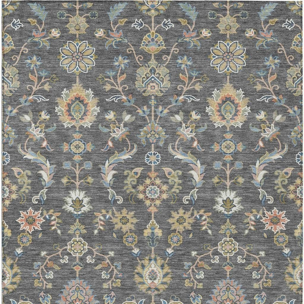 HomeRoots Abstract Washable Polyester Area Rug for Indoor Outdoor Patio Kitchen or Living Room 9' x 12' 732165