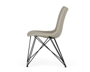 VIG Furniture Naomi Grey Leatherette Dining Chairs Set Of 2 — Sculptural Creased Back, Interlaced Black Metal Legs, Durable Finish VGEWF3205AA-GRY