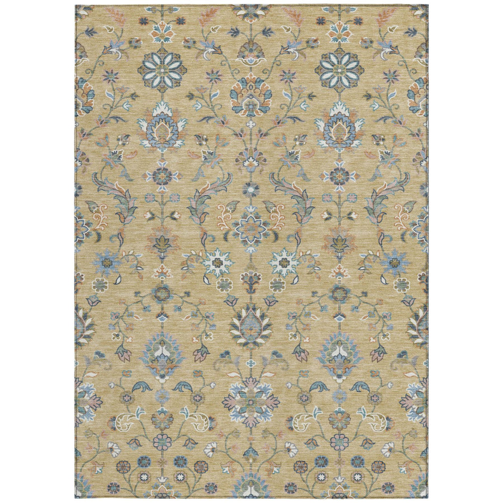 HomeRoots Washable Abstract Polyester Area Rug for Indoor Outdoor Patios and Living Room Spaces 5' x 8' 732186