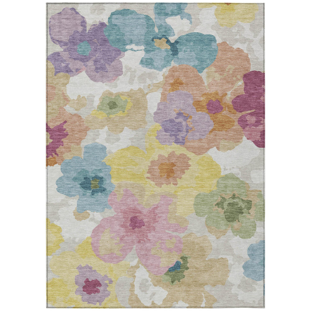 10 X 14 Floral Polyester Area Rug Machine Washable Indoor Outdoor Living Spaces