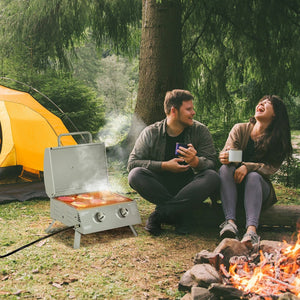 English Elm Outsunny Dual Burner Propane Tabletop Grill Foldable Portable Bbq for Camping W2225P200825
