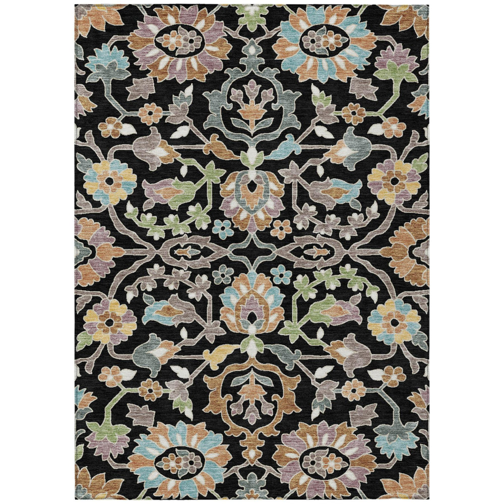 Floral Polyester Area Rug Washable Indoor Outdoor Low Pile Classic Accent for Any Room