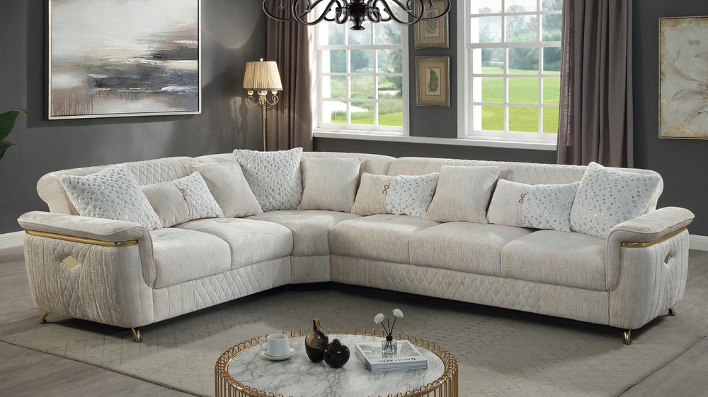 English Elm Argo Contemporary L-shaped Sectional Sofa with Steel Base and Six Seat Capacity Beige B009S02184