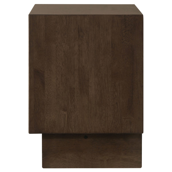 English Elm Hemlock Solid Wood 2-Drawer Nightstand in Warm Brown — Smooth Fingertip Pulls, Soft-Glide Storage B062P378389