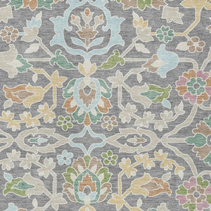 Floral Polyester Area Rug Machine Washable Low Pile for Indoor Outdoor Living Spaces