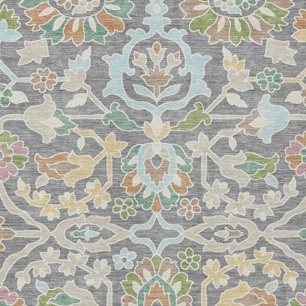 HomeRoots Floral Polyester Area Rug Machine Washable Low Pile for Indoor Outdoor Living Spaces 8' x 10' 732238