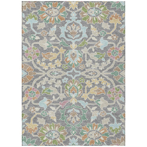 Floral Polyester Area Rug Machine Washable Low Pile for Indoor Outdoor Living Spaces