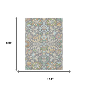 Floral Polyester Area Rug Machine Washable Low Pile for Indoor Outdoor Living Spaces