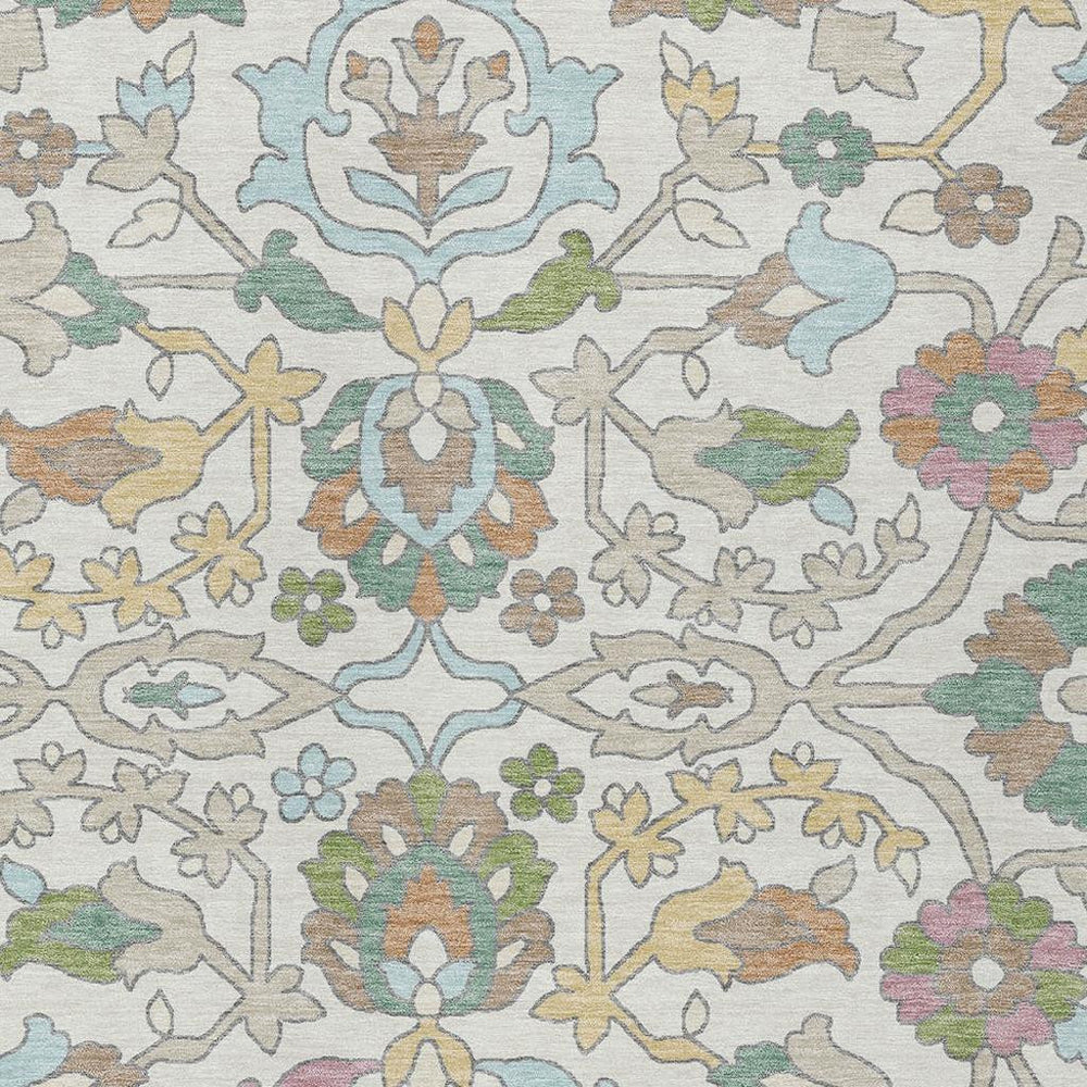 HomeRoots 5 X 8 Floral Polyester Area Rug Washable Low Pile for Patio or Living Room 732242