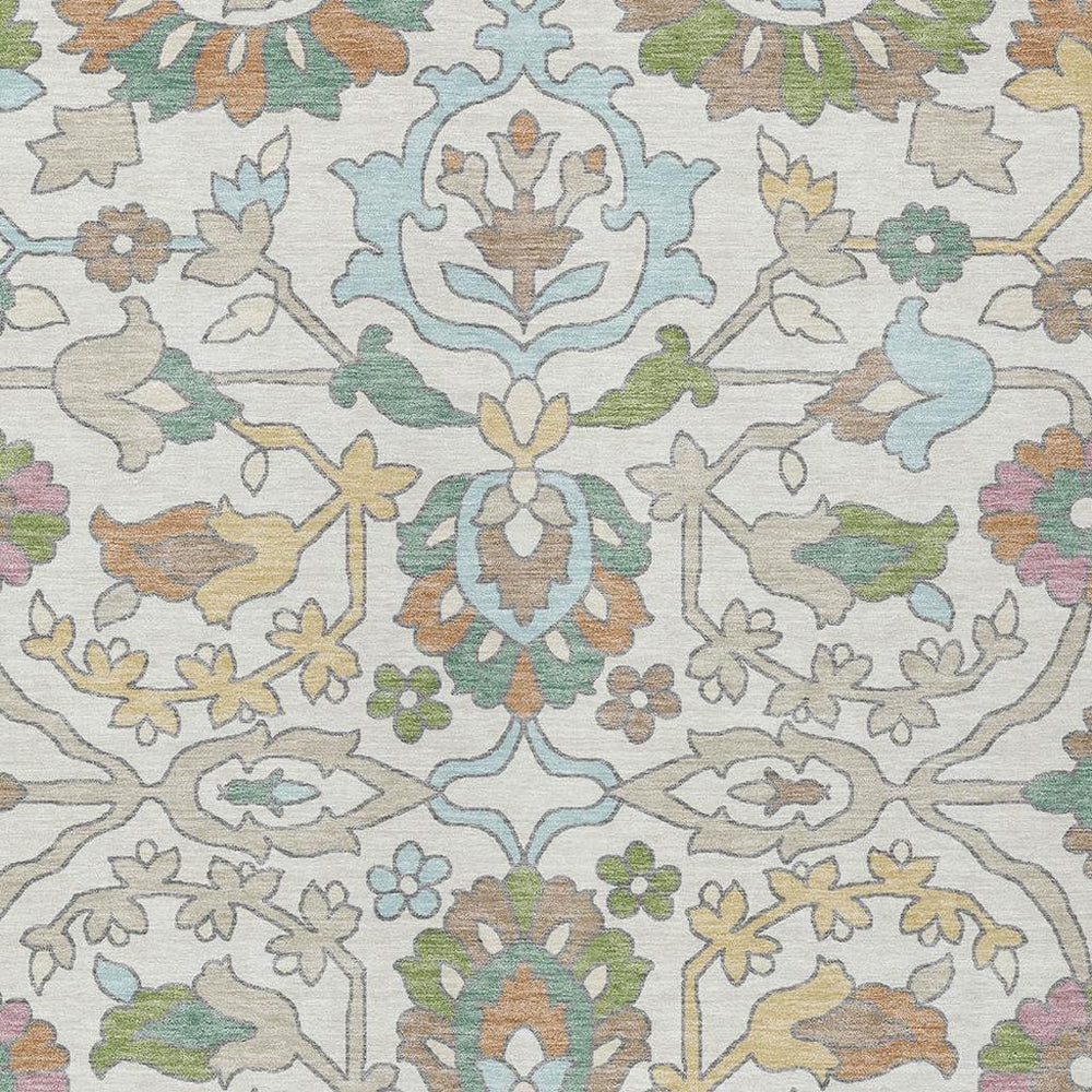 HomeRoots 9x12 Floral Polyester Area Rug Washable Stain Resistant Indoor Outdoor Patio 732245
