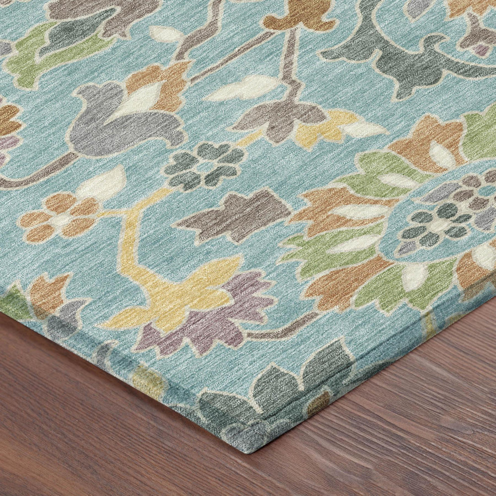 HomeRoots 8 Foot Round Floral Polyester Area Rug Machine Washable for Patio and Family Spaces 732255
