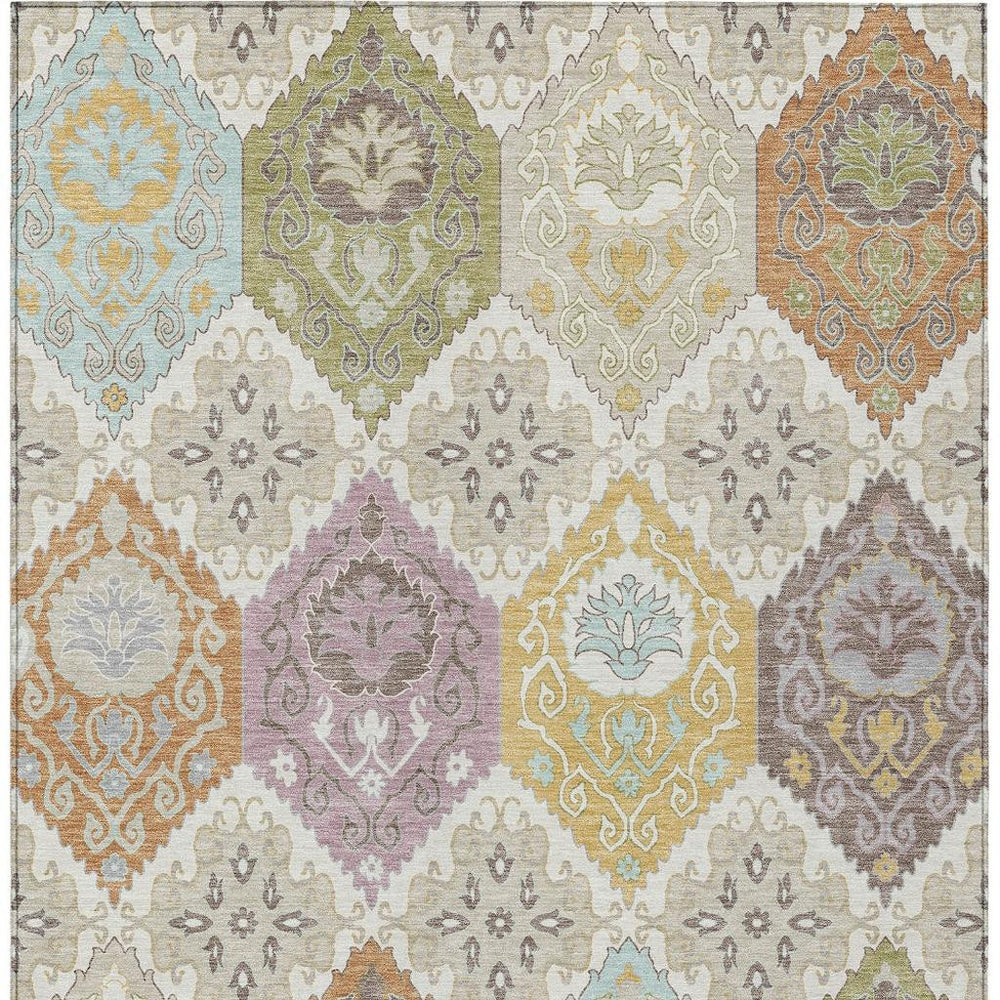 HomeRoots Geometric Polyester Area Rug Washable Low Pile Stain Resistant Indoor Outdoor Modern Patio 5' x 8' 732284