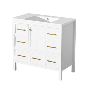 English Elm 72'' Elegant Freestanding Bathroom Vanity Set With Resin Sink, Soft-Closing Drawers & Ample Storage N710SS00012K