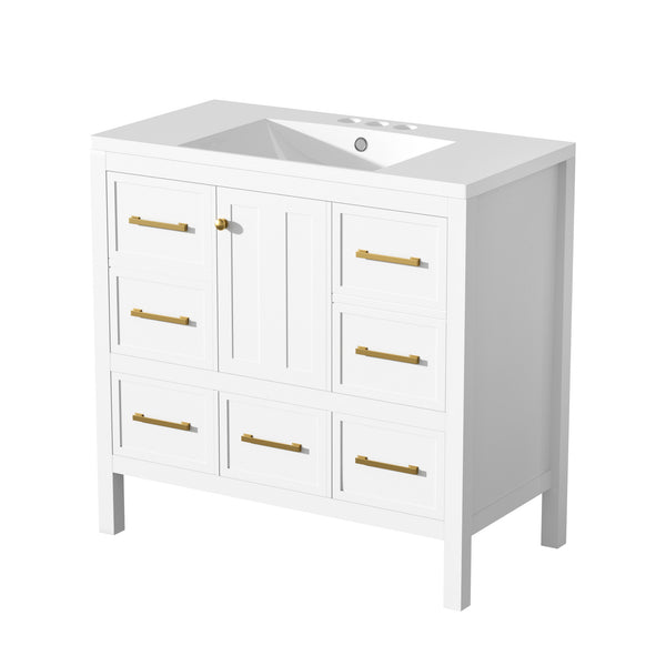 English Elm 72'' Elegant Freestanding Bathroom Vanity Set With Resin Sink, Soft-Closing Drawers & Ample Storage N710SS00012K