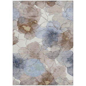 Abstract Washable Polyester Area Rug for Indoor Outdoor Living Spaces in Neutral Tones