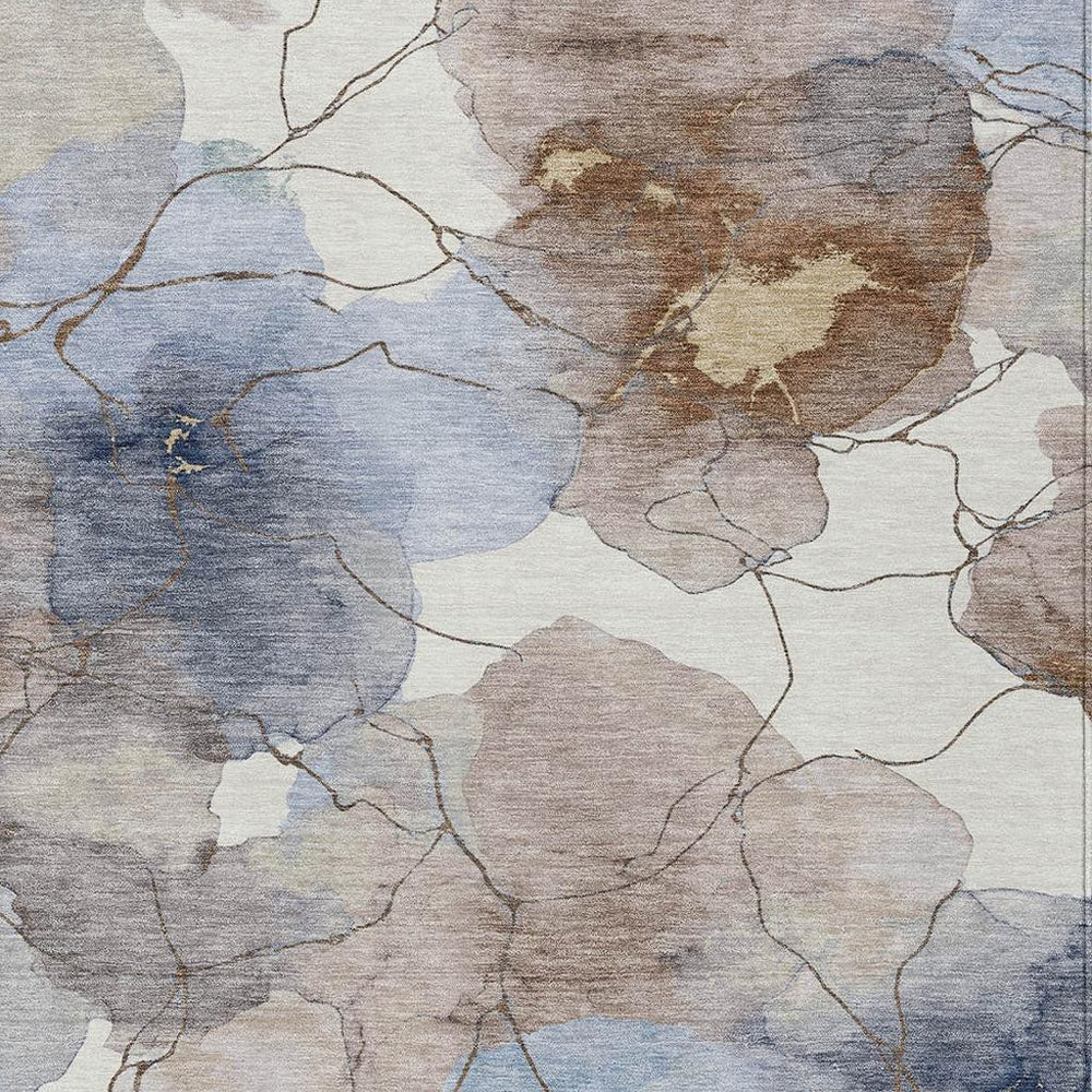 HomeRoots Abstract Washable Polyester Area Rug for Indoor Outdoor Living Spaces in Neutral Tones 8' x 10' 732316