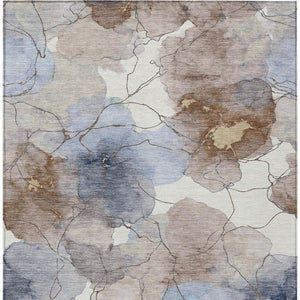 Abstract Washable Polyester Area Rug for Indoor Outdoor Living Spaces in Neutral Tones