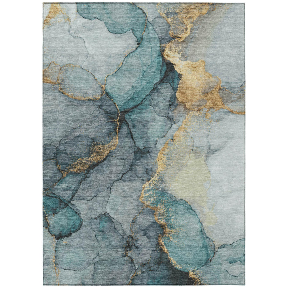 9x12 Abstract Coastal Washable Polyester Area Rug for Patio Living Room Entryway