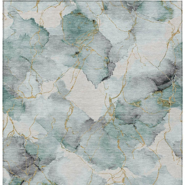 9x12 Abstract Washable Polyester Area Rug for Indoor Outdoor Coastal Living Rooms