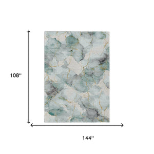 9x12 Abstract Washable Polyester Area Rug for Indoor Outdoor Coastal Living Rooms